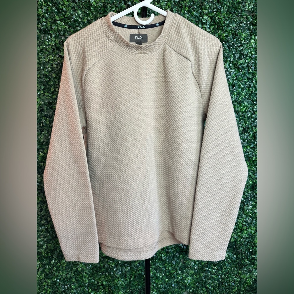 Men’s FLX Tan Long Sleeve Small‎ Crewneck Pullover Sweatshirt